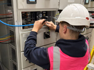 Cubeko Electrical engineer carrying out an industrial switchgear control panel installation