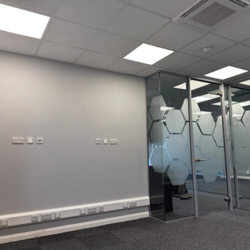 Cat6a data network installation in commercial office