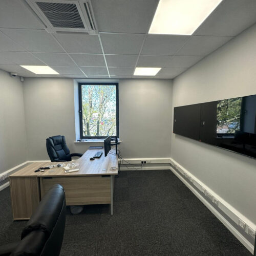 Cat6a data network installation in commercial office