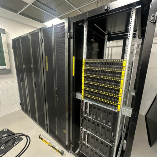 Cat6a data network installation in commercial office