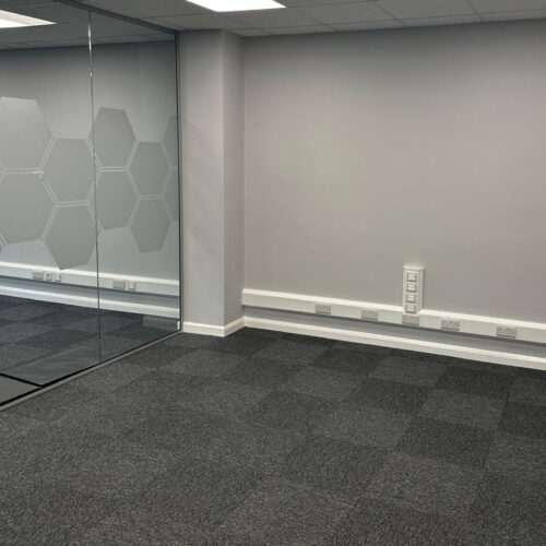 Cat6a data network installation in commercial office